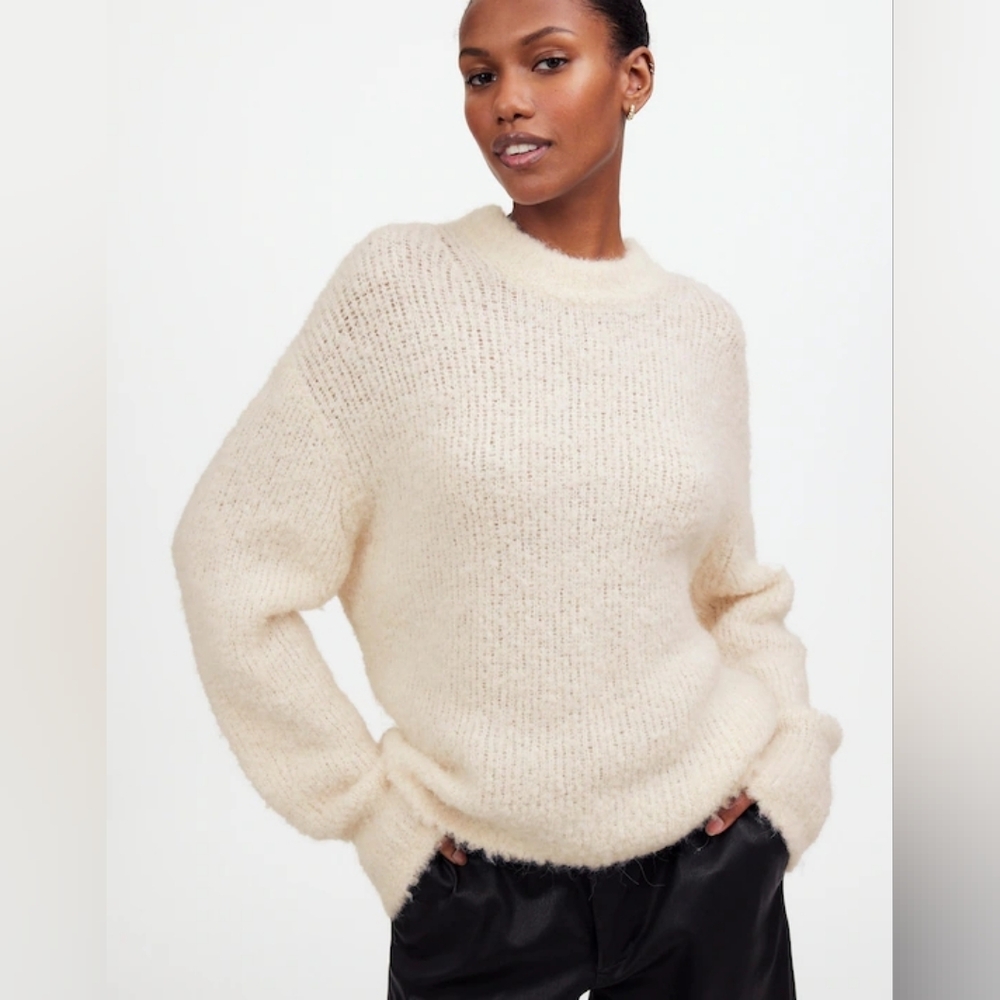 Madewell Cream Wool/Alpaca Boucle Oversized Sweater - Medium